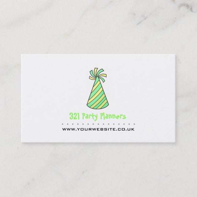 Party-planeringens Affärskort (Grönt och Gult) Visitkort (Framsida)