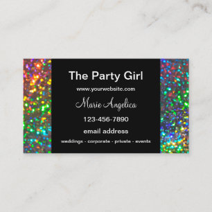 Party Planeringstjänster Glitzy Visitkort