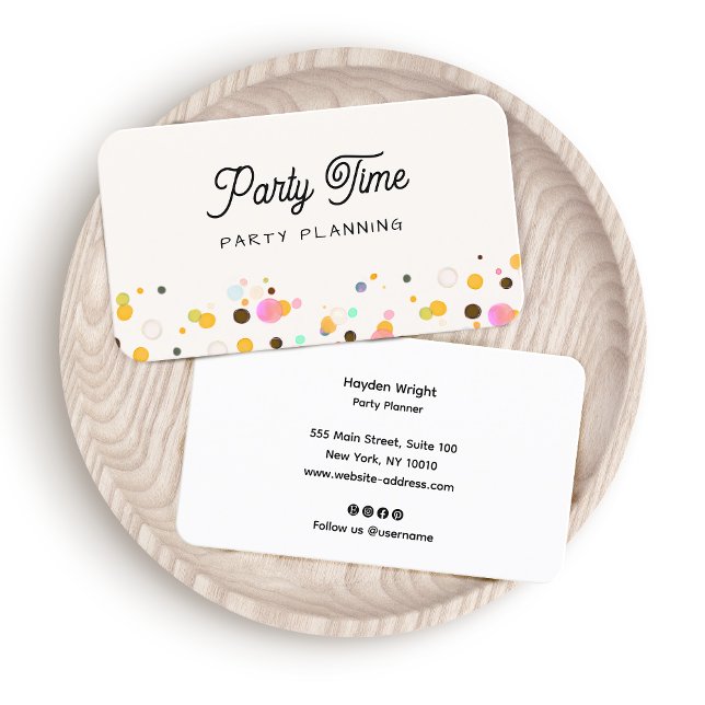 Party Planner Cute Confetti Visitkort (Skapare uppladdad)