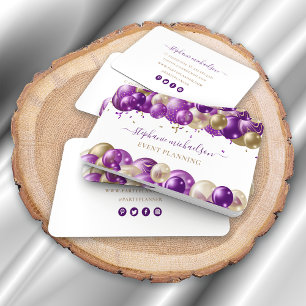 Party Planner Lila Guld Balloon Visitkort