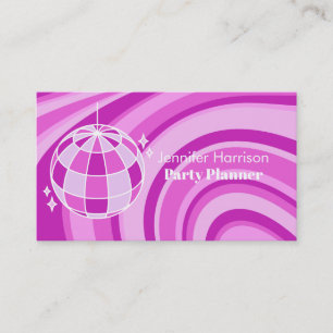 Party Planner Retro Groovy Wave Disco Boll Lila Visitkort