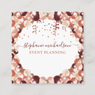 Party Planner Ro Guld Glitter Balloon Business C Fyrkantigt Visitkort