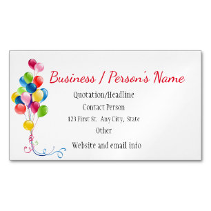Party Planners Roligt Colorful Balloons Anpassning Magnetiska Visitkort