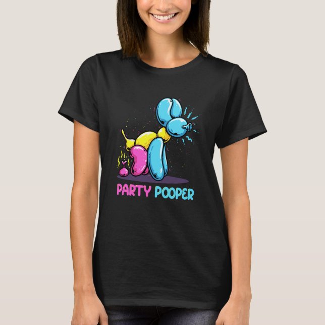 Party Pooper Kidcore Balloon Hund Birthday Balloon T Shirt (Framsida)