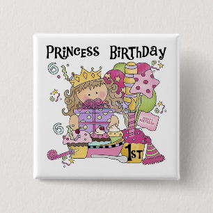 Party Princess 1:a födelsedagskjortor och gåvor Knapp