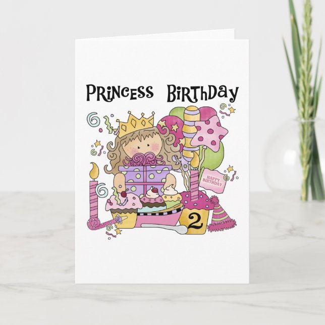 Party Princess 2:a födelsedag Tshirts och presente Kort (Framsida)