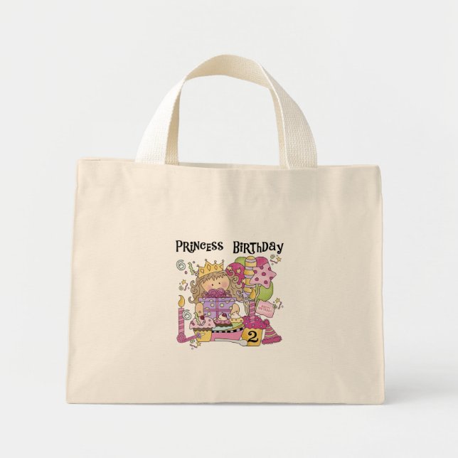 Party Princess 2:a födelsedag Tshirts och presente Mini Tygkasse (Framsidan)