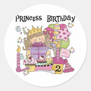 Party Princess 2:a födelsedag Tshirts och presente Runt Klistermärke