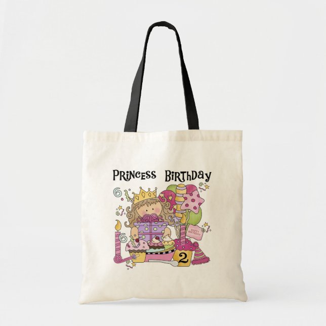 Party Princess 2:a födelsedag Tshirts och presente Tygkasse (Framsidan)