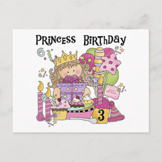 Party Princess 3:e födelsedag Tshirts och presente Vykort
