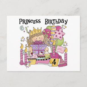 Party Princess 4e födelsedagen Tshirts och present Inbjudan Vykort