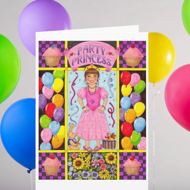 Party Princess Birthday Card Kort (Skapare uppladdad)