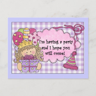 Party Princess Birthday-inbjudningar Inbjudan Vykort