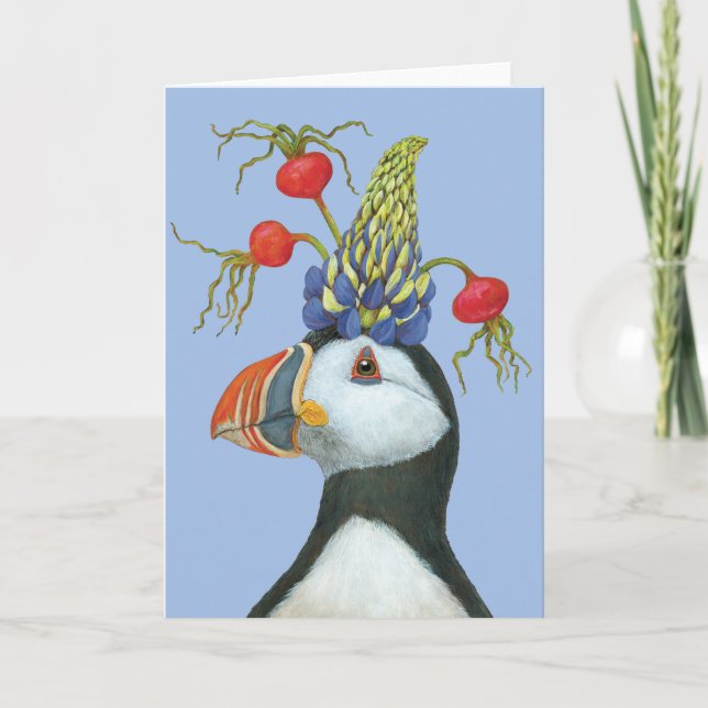Party Puffin-hälsningskort Kort (Framsida)