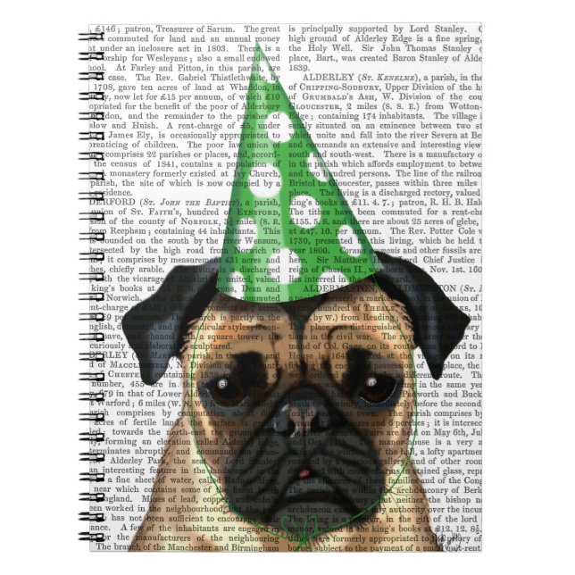 Party Pug 2 Anteckningsbok Med Spiral (Framsidan)