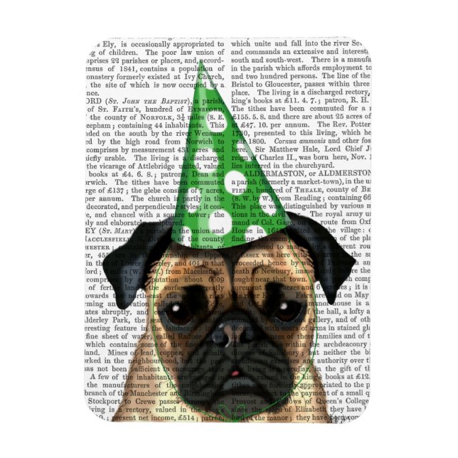 Party Pug 2 Magnet (Vertikal)