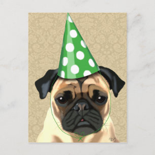 Party Pug Inbjudan Vykort