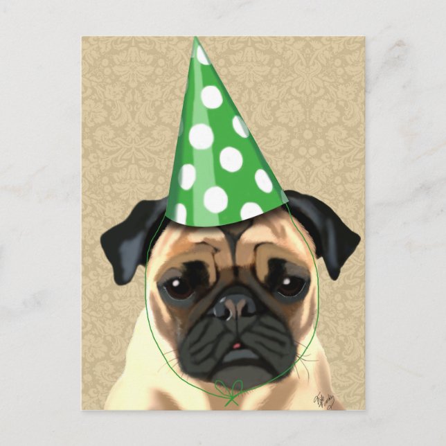 Party Pug Inbjudan Vykort (Framsida)