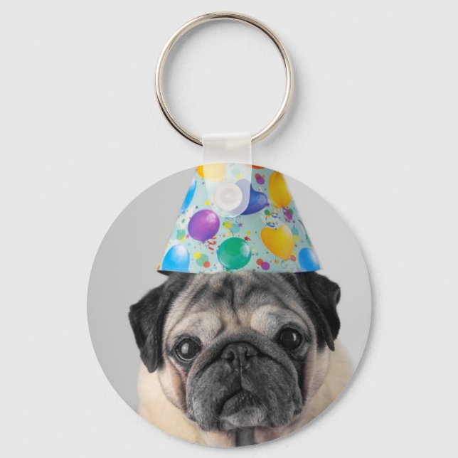 Party Pug Nyckelring (Framsida)