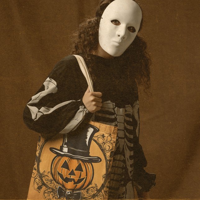 Party! Pumpkin Head Halloween Tote Bag Tygkasse (Personalize the bag!)