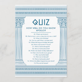 Party Quiz med grekiskt tempel i blått Inbjudningar