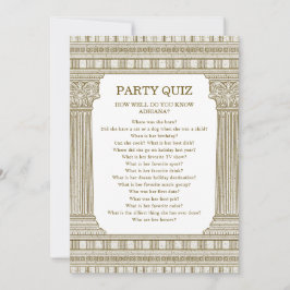 Party Quiz Toga Birthday med templkolumner Inbjudningar