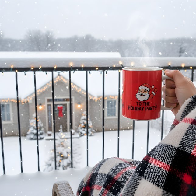  Party Ready Santa Claus Modern Funny Invitation Kaffemugg (Skapare uppladdad)