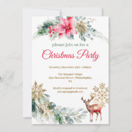 Party Red Poinsettia Inbjudningar
