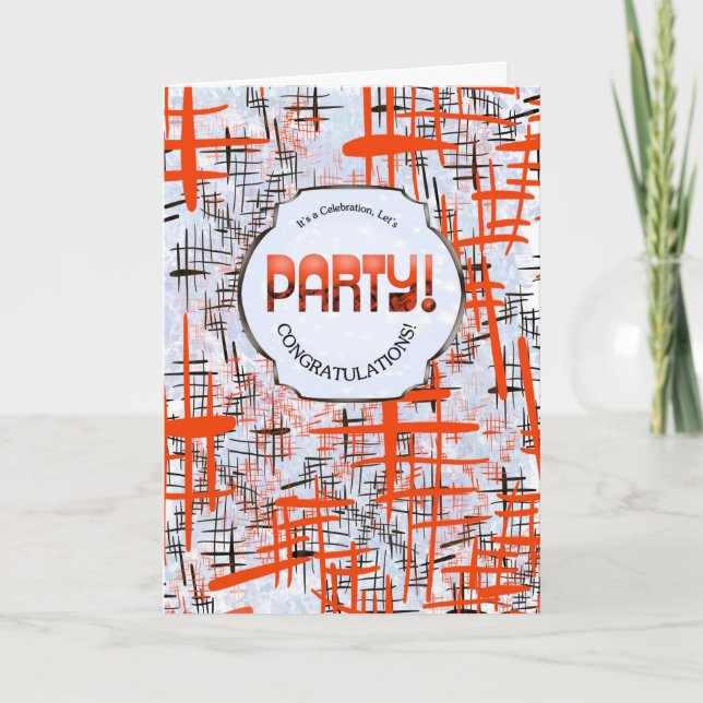 Party! Retro Modern Congratulations Card Kort (Framsida)