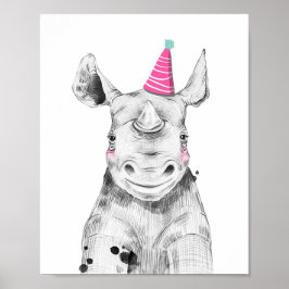 Party Rhino Vild Safari Animals Birthday Decor Poster