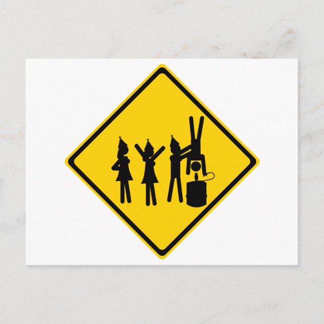 Party Road Sign Inbjudan Vykort (Framsida)