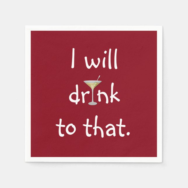 Party Roligt med Martini på röd Pappersservett (Framsidan)