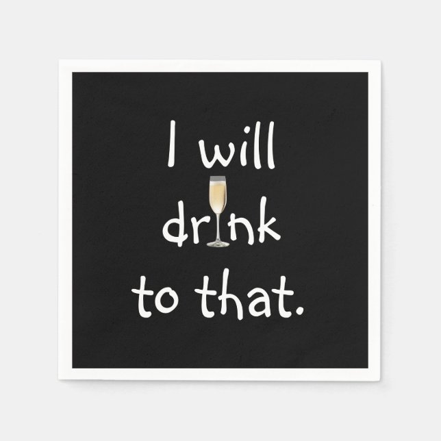 Party Roligt text med vit Vin Pappersservett (Framsidan)