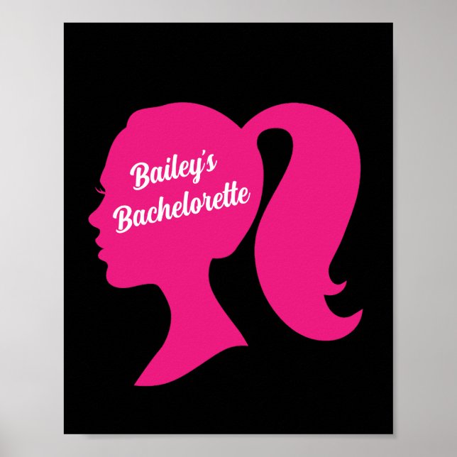Party Rosa & Black Bachelorette Poster (Framsidan)