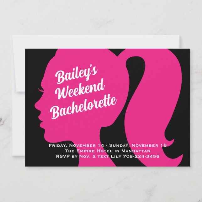 Party Rosa & Black Helg Bachelorette Inbjudningar (Framsida)