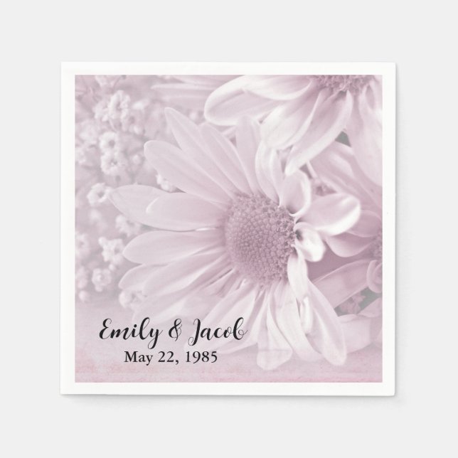 Party Rosa Daisy i årsdag Pappersservett (Framsidan)