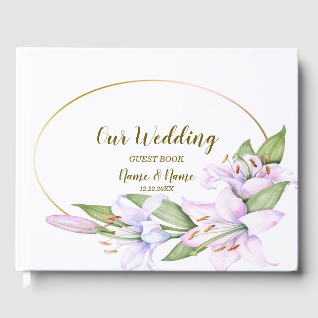 Party Rosa Lily Flowers Golden Ram BeSnyval Gästböcker (Framsida)