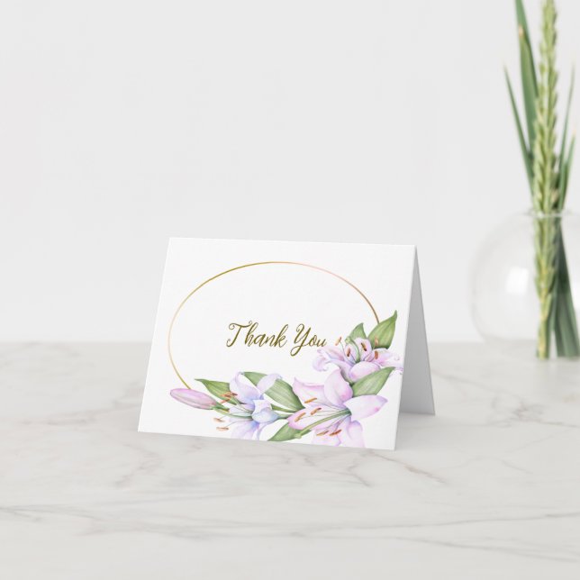 Party Rosa Lily Flowers Golden Ram BeSnyval Tack Kort (Framsida)