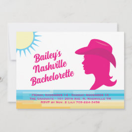 Party Rosa Nashville Helg Bachelorette white Inbjudningar