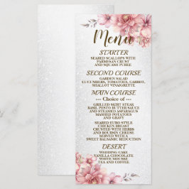 Party Rosa Watercolor Flowers Shiny Glitter Meny