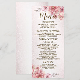 Party Rosa Watercolor Flowers Shiny Glitter Meny