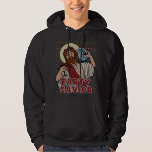Party Savior Jesus Kristus Santa Beer Ugly Christm Hoodie