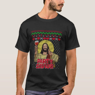 Party Savior Jesus Kristus Santa Vin Ugly Christma T Shirt
