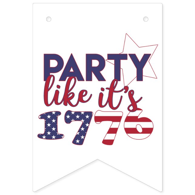Party som 1776 - Amerikansk Flagga Typografi (Första flaggan)