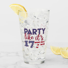 Party som 1776 - Amerikansk Flagga Typografi Glaskopp