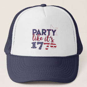 Party som 1776 - Amerikansk Flagga Typografi Keps