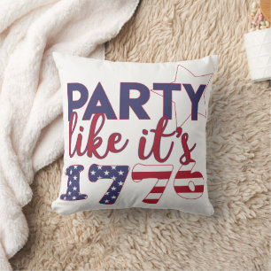 Party som 1776 - Amerikansk Flagga Typografi Kudde