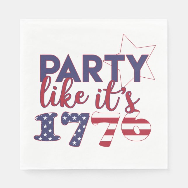 Party som 1776 - Amerikansk Flagga Typografi Pappersservett (Framsidan)