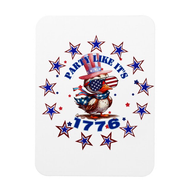 Party som 1776 Amerikanska örn och 1776 Flagga Magnet (Vertikal)