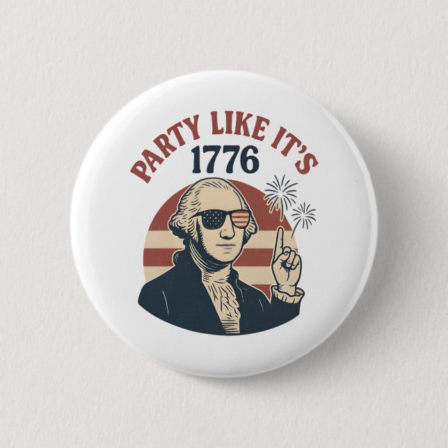 Party som 1776 - Retro George Washington Des Knapp (Framsida)